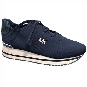 MICHAEL Michael Kors Monique Sneaker Size 9 Navy Blue Fabric Trainer Lace Up MK
